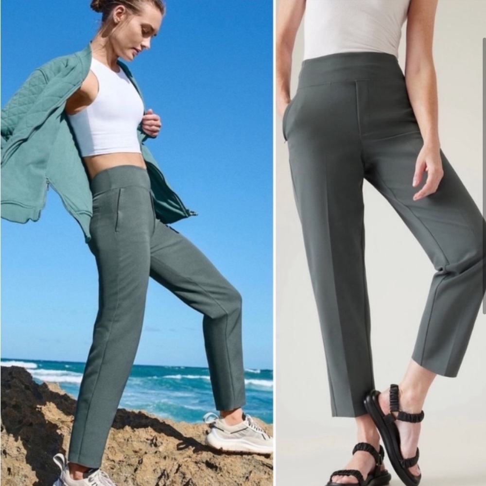 Athleta Endless High Rise Pant Straight Leg Bali Green